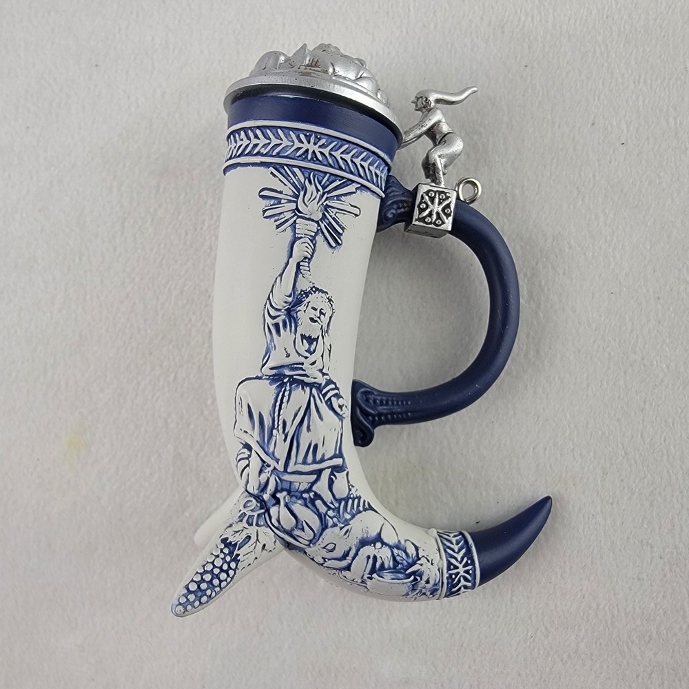 Hallmark Keepsake 2024 Beer Stein Christmas Ornament Tom Best Blue White QG02501 - Picture 1 of 7